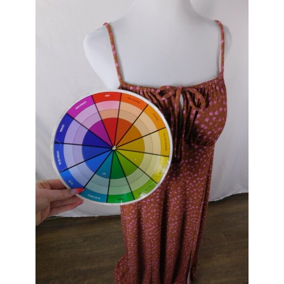 No Boundaries Dress Womens XL Rust Pink Floral Maxi Spaghetti Strap Tie Front - Picture 8 of 11